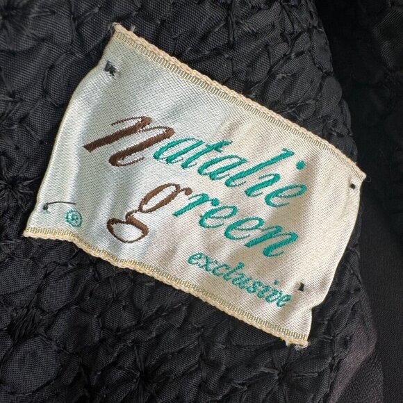Vintage Natalie Green Micro Quilted Cropped Black Unique Jacket M - Picture 8 of 8